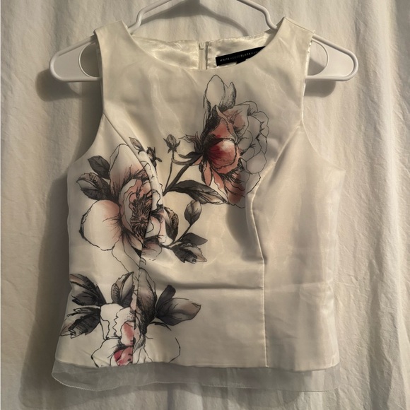 White House Black Market Tops - White House Black Market Floral Print Organza Zip Back Blouse Size 2Petite NWOT